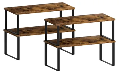 Produktbild von 4er Set Küchenorganizer, erweiterbares Gewürzregal mit Metallrahmen für Küche, Speisekammer und Bad