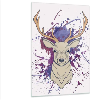 Produktbild von Bilder auf glas - Einteilig - Hirsch Abstraktion - 80x120cm - Glasbilder - Wandbilder - Bilder - zum Aufhängen bereit - Wanddekoration aus Glas - Glas Bilder - Wandbild auf Glas - GPA80x120-3691