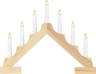 LED svícen dřevěný, 29 cm, 2x AA, vnitřní, teplá bílá, časovač
