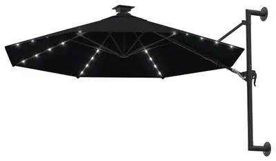 Produktbild von vidaXL Sonnenschirm zur Wandmontage mit LEDs 300 cm Schwarz