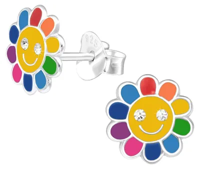 Produktbild von Kinder Ohrstecker Sonne: Bunte Ohrringe Silber 925