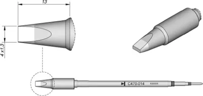 Produktbild von JBC Lötspitze Serie C470, Meißelform, C470014/4,0 x 1,3 mm, meißelförmig C470014