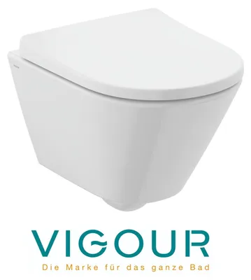 Produktbild von VIGOUR DERBY V3 Kompakt Wand-WC-Set 48 cm spülrandlos verdeckte Befestigung PflegetectPLUS WC-Sitz Absenkautomatik + Schallschutz