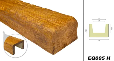 Produktbild von DECO WOOD Deckenbalken rustikal aus Polyurethane, 2m Länge, PolyurethanBalken Holzoptik (hellbraun - 19x13cm) Wanddekoration Hohlbalken Holzstruktur