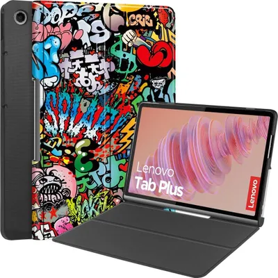 Produktbild von Lenovo Tab Plus Hülle - Coverup Tri-Fold Ständer Klapphülle mit Schlaf/Wach-Funktion - Graffiti
