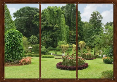 Produktbild von Sanders & Sanders Fototapete Gartenaussicht Grün und Braun 375 x 270 cm