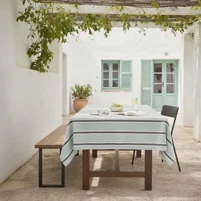 Image de Dune Nappe 140x140 cm Bleu 140x350 cm 85% Coton 15% Polyester Fabriqué en Europe