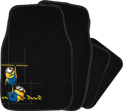 Produktbild von Auto Fußmatten Set Minions Design Velour Autoteppich 4-teilig vorne hinten