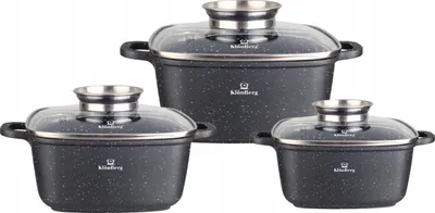 Obrázek produktu pro Sada 6 kusů hrnců s nepřilnavým povrchem a poklicemi KlönBerg, 2,3/4,5/5,9 l, KB4057