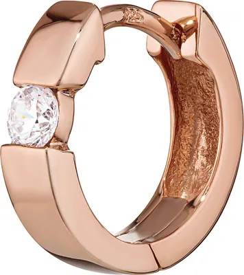 Produktbild von Einzel 925 Sterlingsilber Rosegold Vergoldet Klappcreole Zirkonia 13 X 3mm 4778