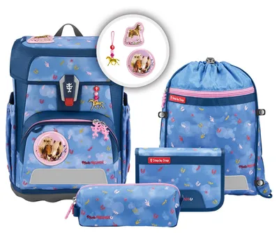 Immagine prodotto di Step by Step zaino della scuola Cloud Spiegelburg Schulranzen-Set 5 -pezzi Pferdefreunde Horse Friends blu