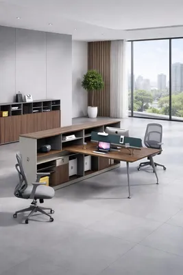 Produktbild von Schicker Brauner Arbeitszimmertisch Großzügiger Stauraum Bürotisch