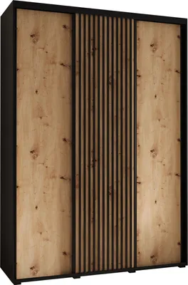 Produktbild von MEBLE KRYSPOL Sapporo 1 Schrank mit 3 Schiebetüren  - 205,2x180x45 cm - Schwarz Artisan Schwarz