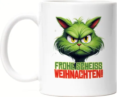 Produktbild von Frohe Scheiss Weihnachten Tasse Weiß Katzenbesitzer Sarkasmus Geschenk