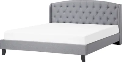 Obrázok produktu pre BELIANI Posteľ s roštom sivá 180 x 200 cm polyesterový čalúnený rám prešívané čelo moderný dizajn