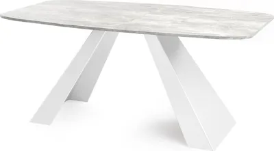Produktbild von Esstisch Monte Weiß im Modern Stil, Rechteckiger Tisch - Ausziehbar von 180 cm bis 220 cm, Pulverbeschichtete Weiße Metallbeine - 180 x 90 cm - Beton Grau