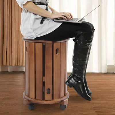 Produktbild von Stapelbare Hockstühle – Set aus Holz – Runde Sitzhocker – Barhocker – Zusätzliche Hockstühle – Stapelbares Design