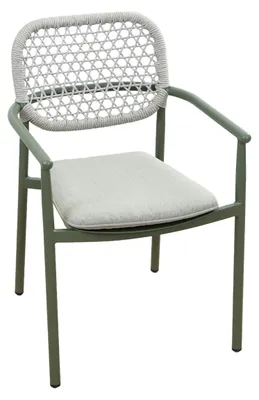 Produktbild von Stapelbarer Gartenstuhl Lecce | Grün | Aluminium und Rope | 2er Set