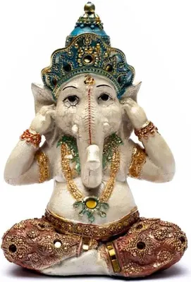 Zdjęcie produktu dla Posąg Ganesha Nie Słychać Zła - 15x10x21 Cm