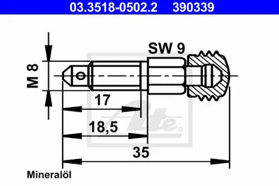 Produktbild von ATE Entlüftungsschraube 03.3518-0502.2 18,5mm