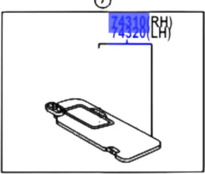 Image de TOYOTA Corolla Verso Pare-soleil droit gris 74310-0F011-B0 OE