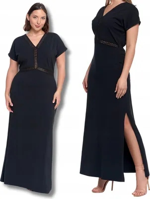 Produktbild von DAMEN MAXIKLEID Elegant V-Ausschnitt Schlitz Spitze MORAJ M