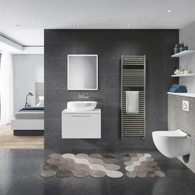 Immagine prodotto di Lussuoso set di tappetini da bagno - 100% poliestere - 50x60 cm e 60x100 cm - Marrone