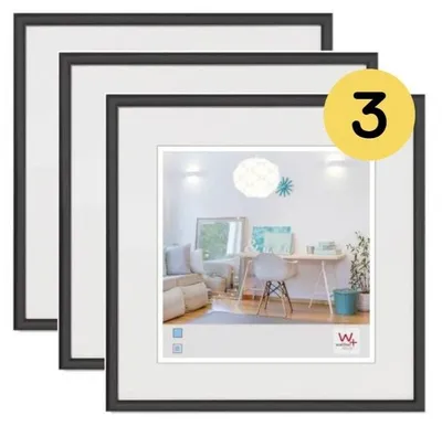 Image de Cadre photo Walther Design, noir, 20 x 20 cm, lot de 3, matériau : plastique New Lifestyle