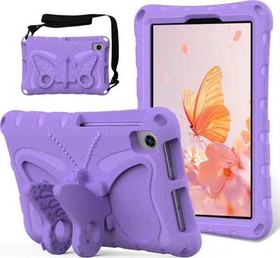 Produktbild von Kinder Hülle für Huawei MatePad T8 8,0" 2020 Leicht Stoßfeste EVA Kindgerechtes Schutzhülle mit Schultergurt, Schmetterlings-Ständer Lila