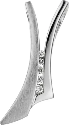 Produktbild von Anhänger mit 5 Diamanten Brillanten 585 Gold Weißgold teilmattiert Goldanhänger