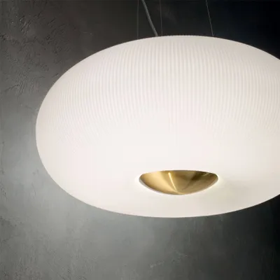 Produktbild von Ideal Lux Pendelleuchte Arizona 5-flg. Weiß, Messing-Satiniert 214481