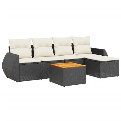 Produktbild von vidaXL 6-tlg. Garten-Sofagarnitur mit Kissen Schwarz Poly Rattan