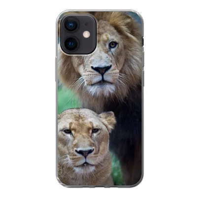 Produktbild von MuchoWow® Handyhülle Schutzhülle Hülle für iPhone 12 Porträt - Löwe Silikon Softcase Handy Hülle - Schutzhülle