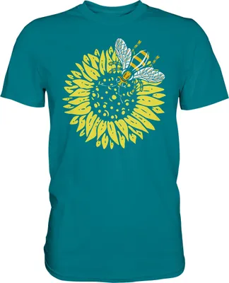 Produktbild von Biene Sonnenblumen T-Shirt Gärtner Imker Geschenk Garten – Diva Blue / L