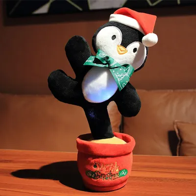 Image de Jouet de danse interactif pour Noël 35 cm avec sons, Jouet de danse interactif pour Noël, Peluche qui chante et danse - DANCETKO Pingouin