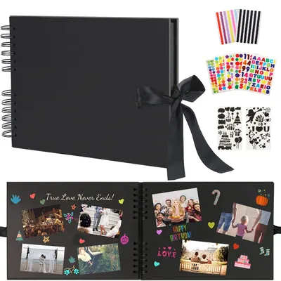 Productafbeelding van DIY Fotoalbum met 80 Zwarte Pagina's en Spiralbinding