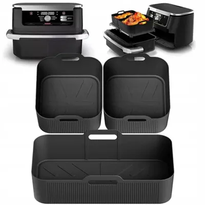 Image de Accessoires pour friteuse à air chaud Ninja Af500DE 10,4L, Moule en silicone pour friteuse à air chaud 3 pièces Air Fryer Tapis en silicone, Accessoires Ninja Airfryer