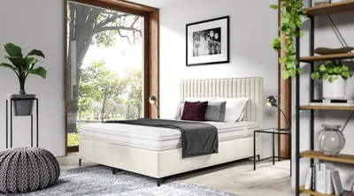 Zdjęcie produktu dla Designerskie łóżko podwójne luksusowa sypialnia łóżko tapicerowane 160x200cm nowoczesny styl