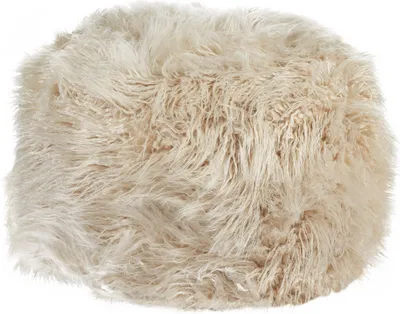 Produktbild von BELIANI Pouf Hellbeige aus Kunstfell 70 x 70 x 45 cm Quadratisch mit EPS Perlen Füllung Flauschig Hocker Wohnaccessoire Wohnzimmer Schlafzimmer Flur