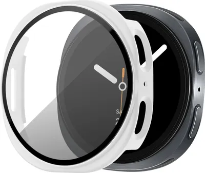 Produktbild von Bandz PC-Hartschalenetui mit Bildschirmschutz - passend für Samsung Galaxy Watch 8 - 40mm - Hartplastik-Schutzhülle - Vollschutz (weiß)