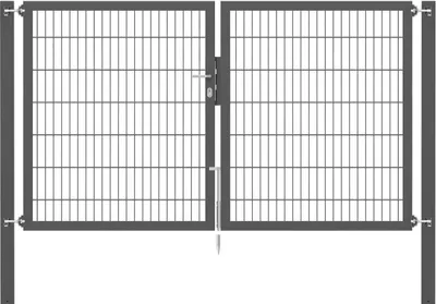Produktbild von Alberts Doppeltor Flexo Plus mit Zubehör, zum Einbetonieren, anthrazit, Breite 250 cm, Höhe 140 cm, Pfostenstärke 80 x 80 mm