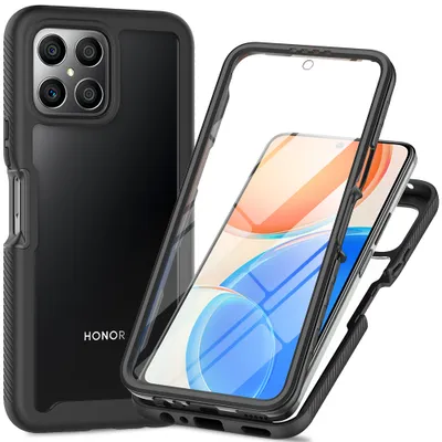 Immagine prodotto di Custodia per Huawei Honor X8, paraurti con protezione dello schermo incorporata Custodia protettiva a 360° per tutto il corpo, nero
