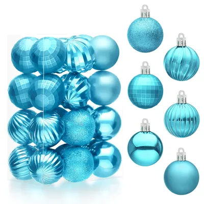 24 babyblaue Weihnachtskugeln, 4,1 cm, unzerbrechlich, für Baum & Party