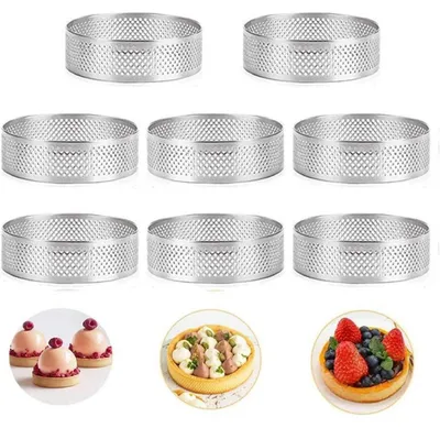 Immagine prodotto di 8 stampi per torte, tartelette, dessert, mousse, diametro 8 cm