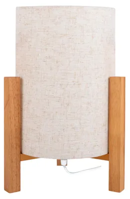 Produktbild von Tischleuchten - Tischleuchte "MATILDA" H: 32cm leinen/natur, Tischlampe im Scandi Style, aus Holz in natur, 32 cm hoch, Ø 22 cm, E27-Fassung – Schnurschalter