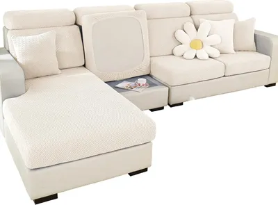 Produktbild von Sofa Sitzkissenbezug Stretch Sofabezug, Universal rutschfest Sofa Überzug Schonbezug für Sofakissen 1/2/3 Sitzer L-Förm Chaiselongue Möbelschutz (Wei?,1 Sitzer für Länge 55-89CM)