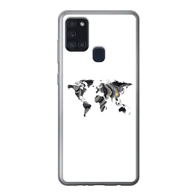 Produktbild von MuchoWow® Handyhülle Schutzhülle Hülle für Samsung Galaxy A21s Weltkarte - Gold - Linie Silikon Softcase Handy Hülle - Hartschale
