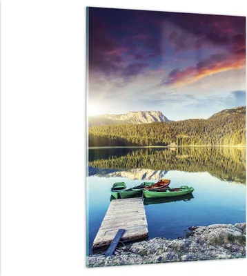 Produktbild von Bilder auf glas - Einteilig - See Berge Wasser - 80x120cm - Glasbilder - Wandbilder - Bilder - zum Aufhängen bereit - Wanddekoration aus Glas - Glas Bilder - Wandbild auf Glas - GPA80x120-3595