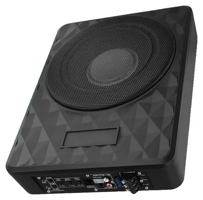 Obrázok produktu pre Aktívny subwoofer, menovitý výkon 800 W, maximálny výkon 1000 W, napätie 12 V, impedancia 2,8 Ω, rozmery 28 × 20 × 7,5 cm