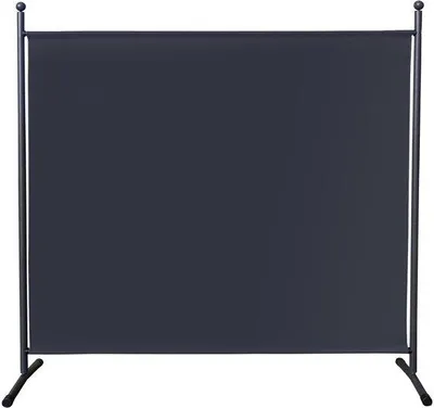 Immagine prodotto di Pannello divisorio in tessuto grigio Unyqoos® per giardino e balcone, realizzato in poliestere al 100%, resistente agli agenti atmosferici, con struttura in acciaio verniciato a polvere e base di appoggio da 51 cm